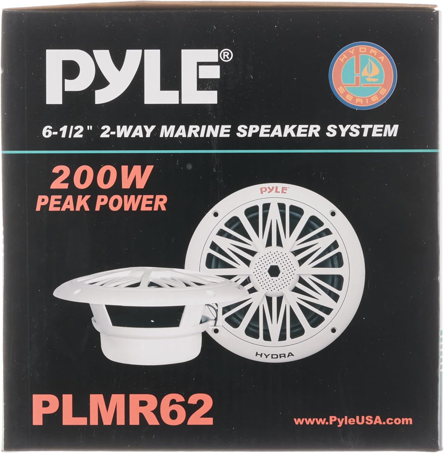 Pyle 6.5 Inch Dual Marine Speakers - 2 Way Waterproof and Weather Resistant Outdoor Audio Stereo Sound System with 200 Watt Power, Poly Carbon Cone and Butyl Rubber Surround - 1 Pair (White)
